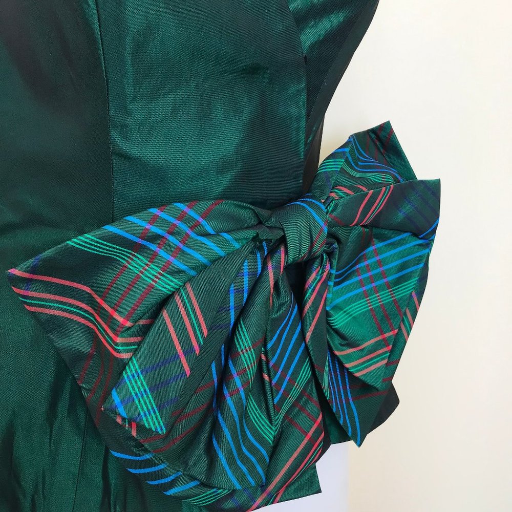 Pat McDonagh Iridescent Green Tartan Bustier Corset Top Vintage St Patrick's Day - Picture 4 of 11